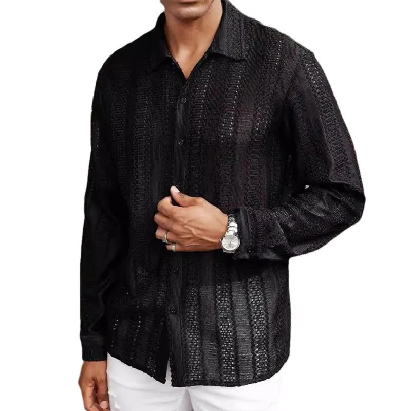 Men's Lace Semi-sheer Long Sleeve Casual Shirt 71697111X sold by Manly