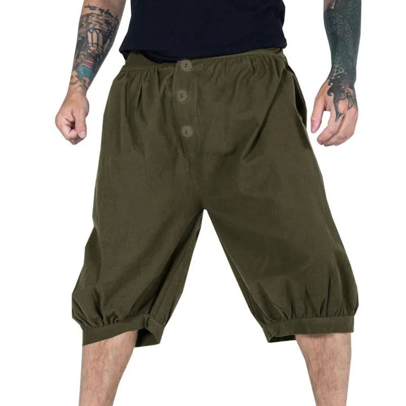 Men's Loose Solid Color Button-Up Mid Pants 41079663Y sold by Manly