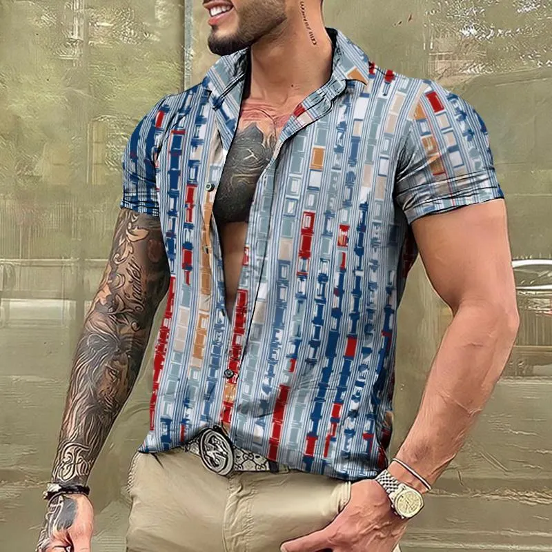 Men's Casual Square Floral Short-sleeved Shirt 41190748TO sold by Manly product image thumbnail 2