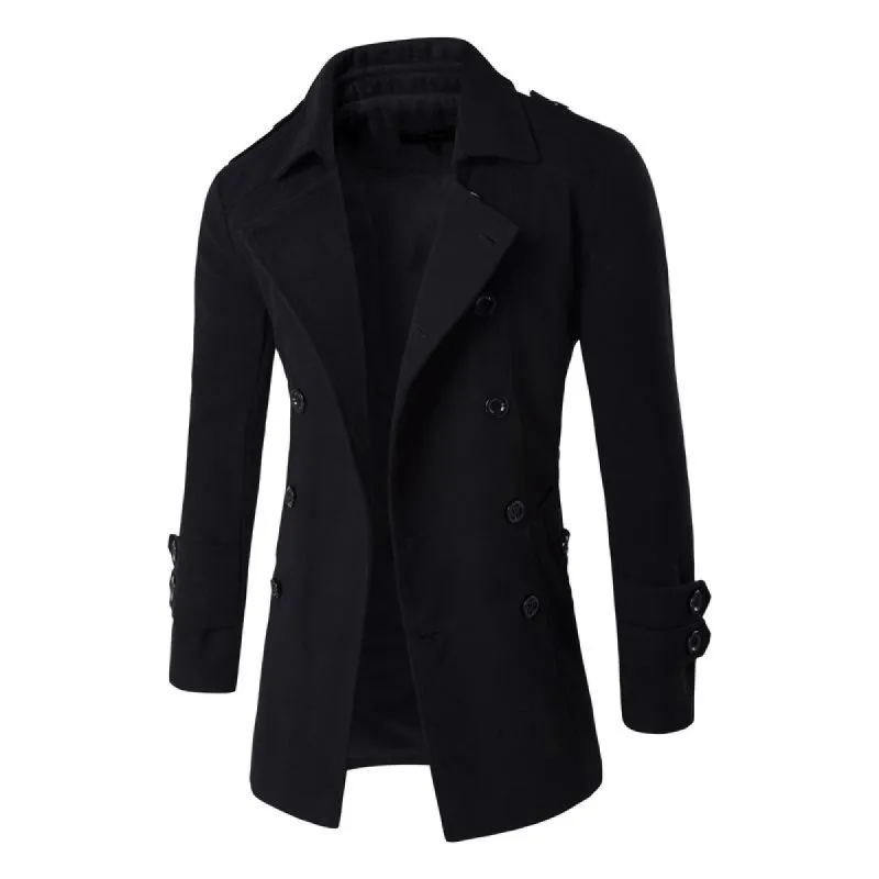 Men's Casual Solid Color Lapel Double Breasted Coat 62220303M sold by Manly