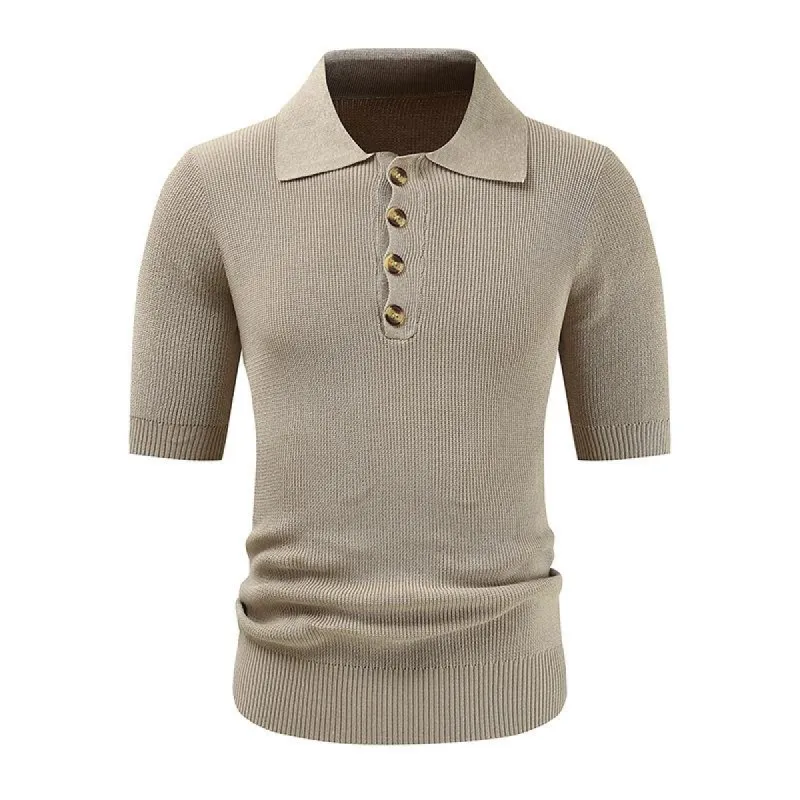 Men's Short-sleeved Solid Color Lapel Knitted POLO Shirt 81719331X sold by Manly