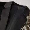 Men's Vintage Wavy Sequin Panel Single Breasted Lapel Blazer 16573485M sold by Manly