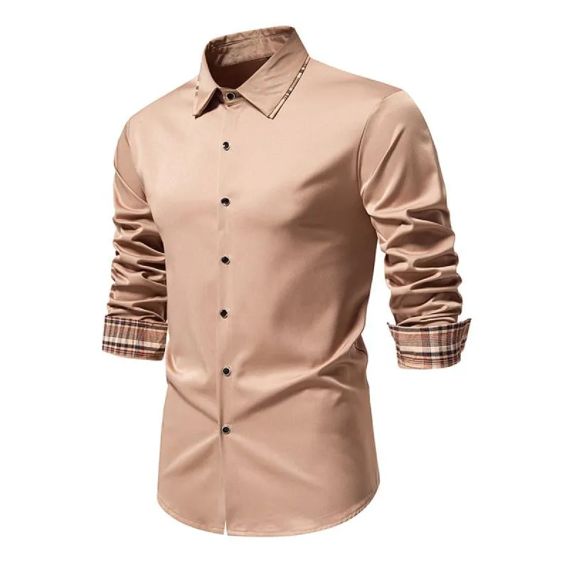 Men's Solid Color Fashion Long Sleeve Lapel Shirt 41286941X sold by Manly