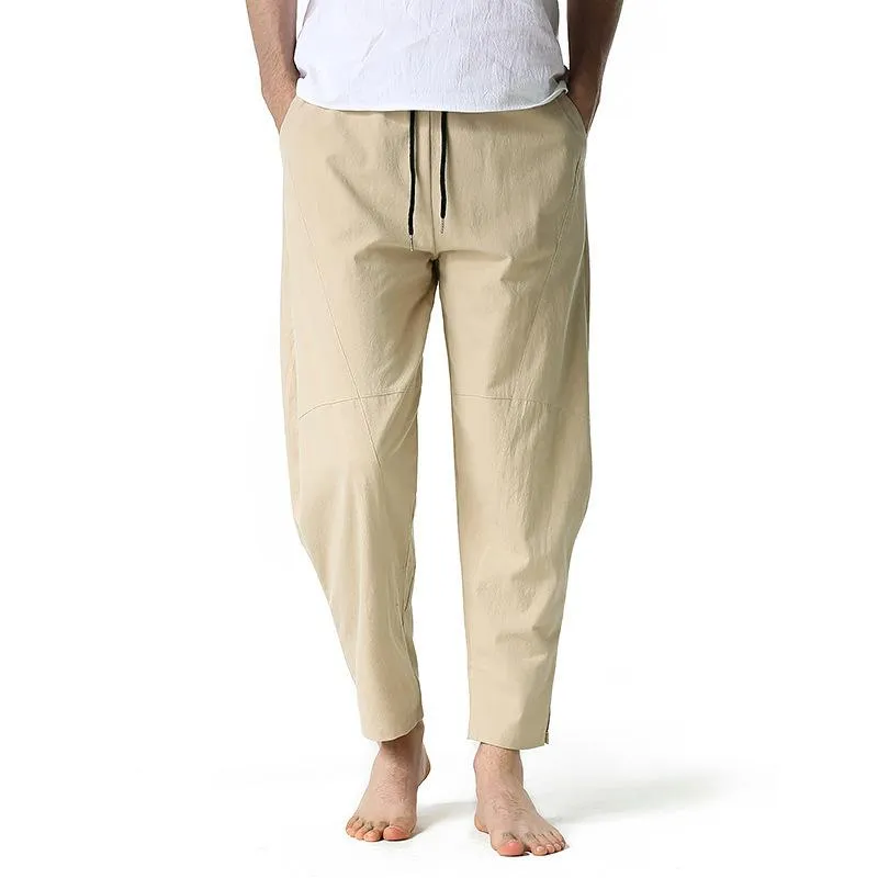 Men's Cotton and Linen Loose Drawstring Pants 16882035Y sold by Manly