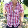 Men's Retro Plaid Lapel Short Sleeve Shirt 33421560TO sold by Manly