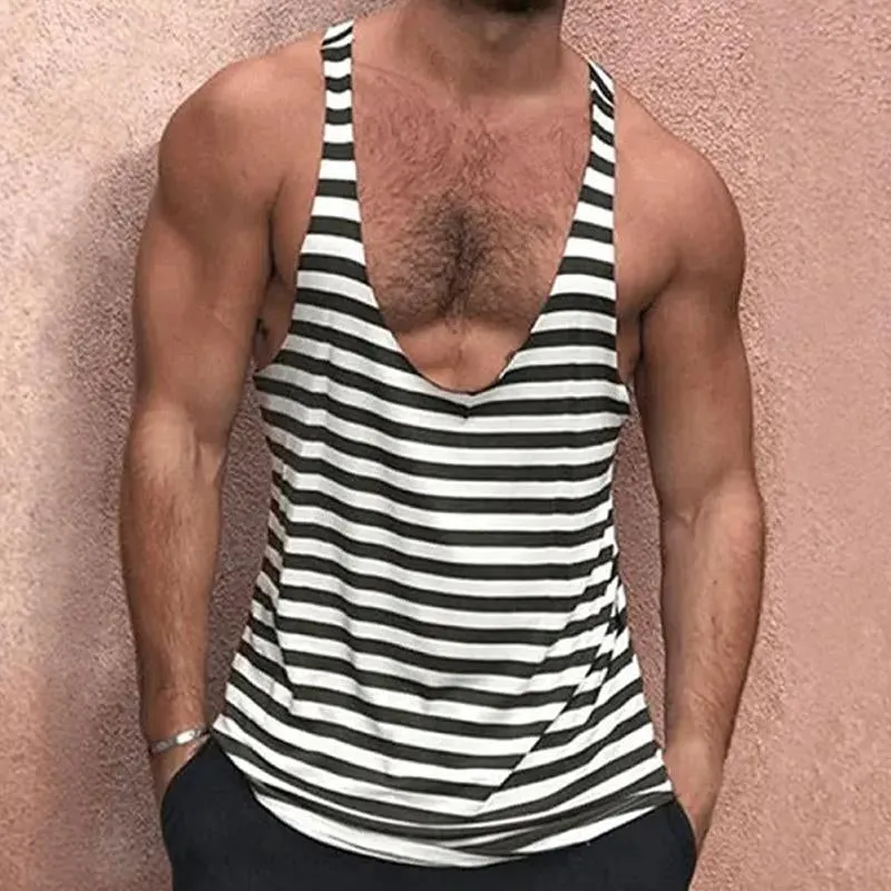 Men's Casual Striped Deep V Neck Tank Top 73603413Y sold by Manly product image thumbnail 2