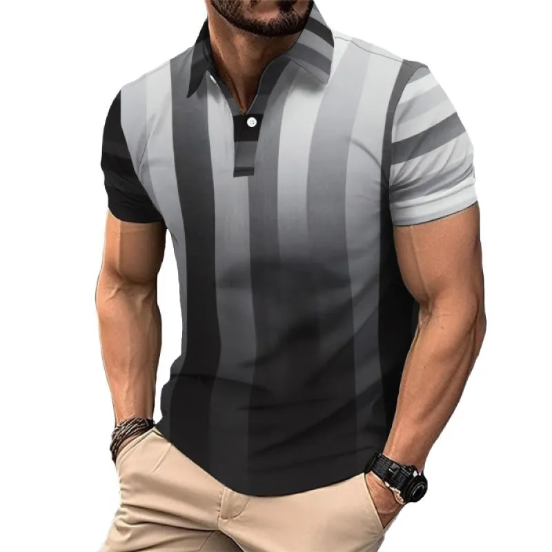 Men's Casual Gradient Lapel Polo Shirt 78655530TO sold by Manly