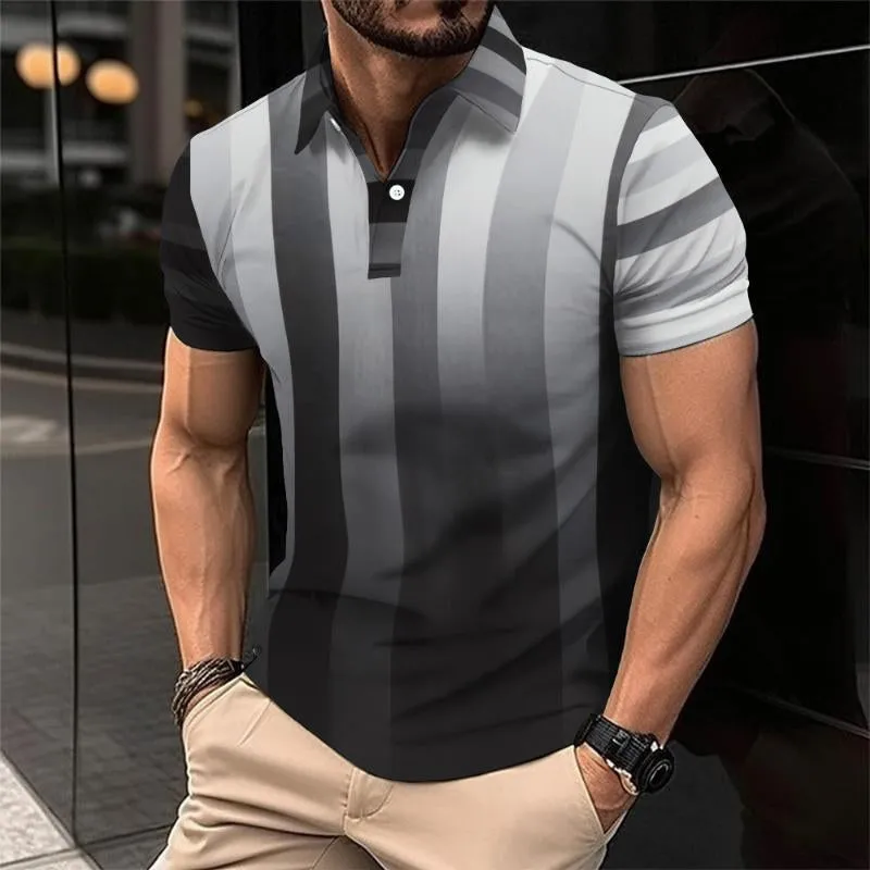 Men's Casual Gradient Lapel Polo Shirt 78655530TO sold by Manly product image thumbnail 2