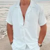 Men's Linen Lapel Solid Loose Shirt 63376848Z sold by Manly