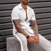 Men's Linen Lapel Solid Loose Shirt 63376848Z sold by Manly