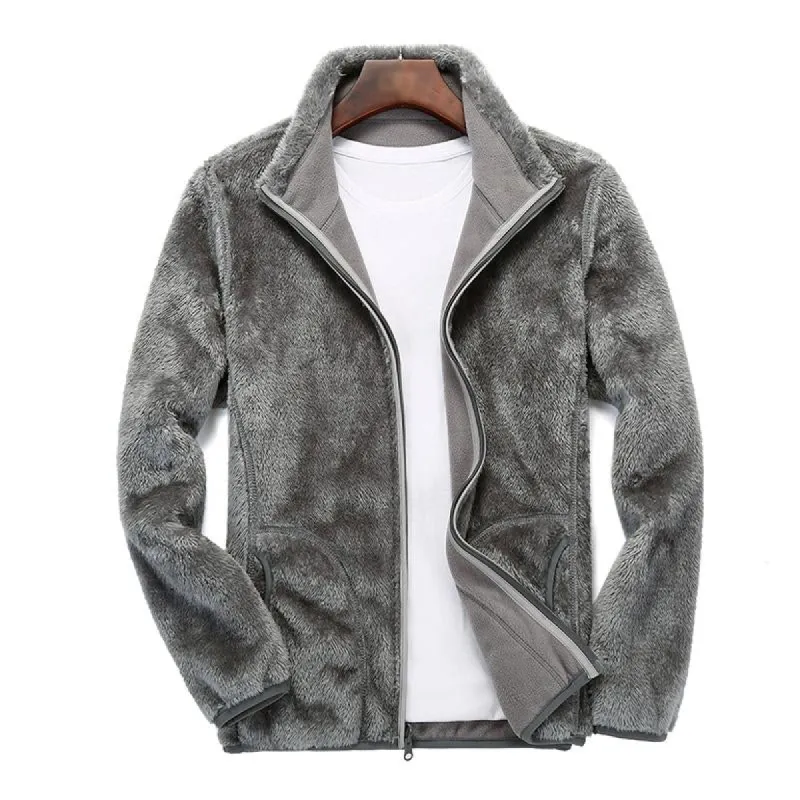 Men's Casual Outdoor Stand Collar Polar Fleece Reversible Warm Zipper Jacket 67862592M sold by Manly