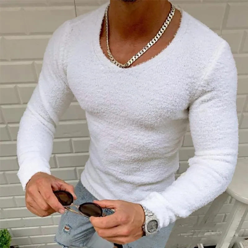 Men's Casual Solid Color V-Neck Long Sleeve T-Shirt 52002163TO sold by Manly product image thumbnail 3