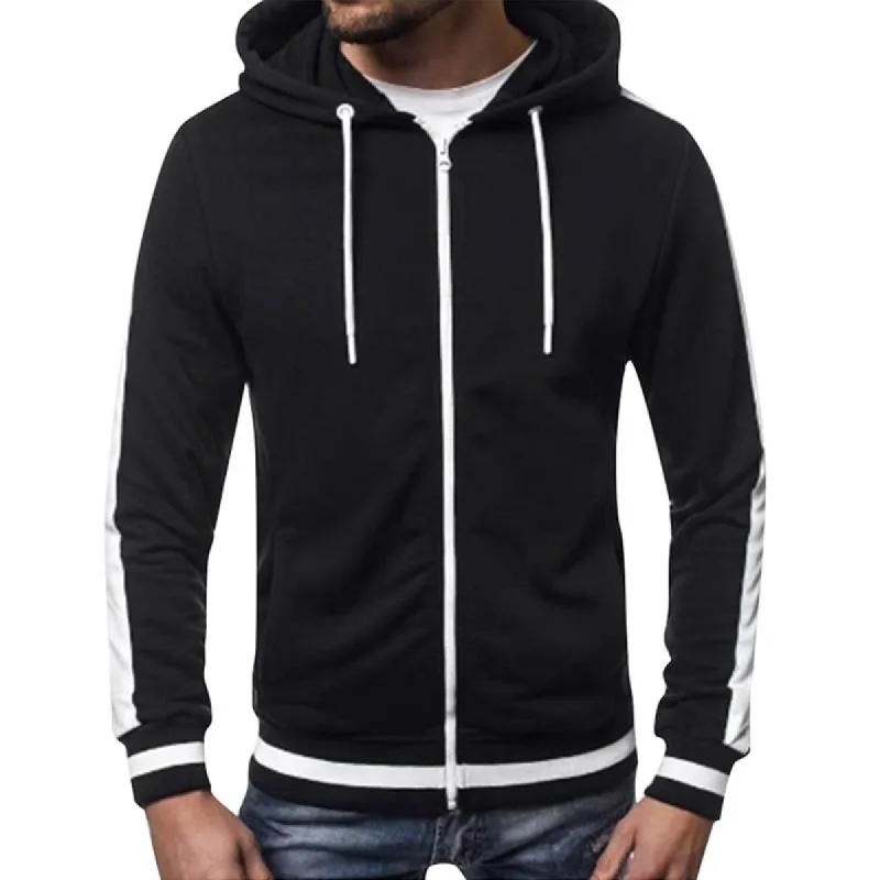 Men's Colorblock Hooded Casual Zipper Jacket 35205043Z sold by Manly