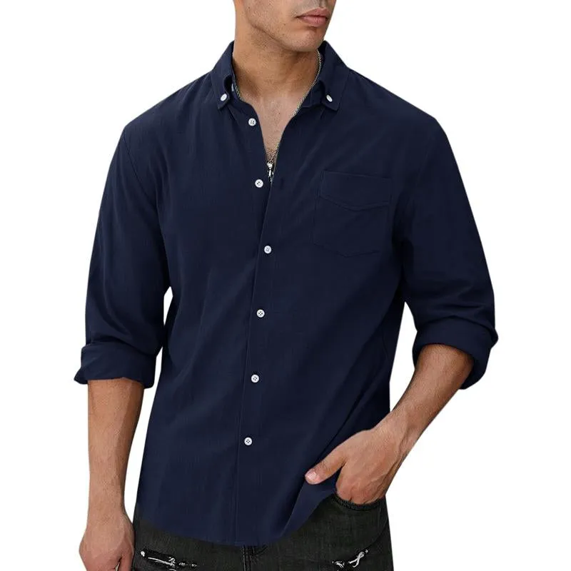 Men's Casual Solid Color Corduroy Long-Sleeved Shirt 60749107Y sold by Manly product image thumbnail 3