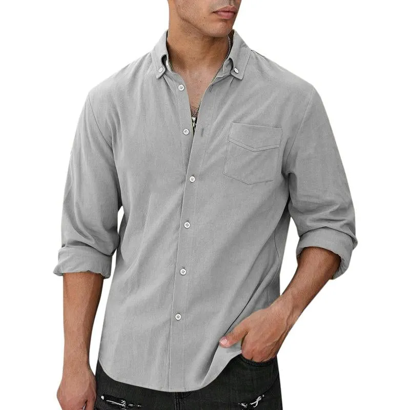 Men's Casual Solid Color Corduroy Long-Sleeved Shirt 60749107Y sold by Manly product image thumbnail 2
