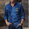 Men's Casual Vintage Anchor Embroidered Long Sleeve Shirt 11752999TO sold by Manly