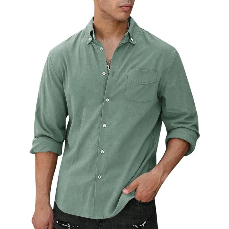Men's Casual Solid Color Corduroy Long-Sleeved Shirt 60749107Y sold by Manly