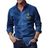Men's Casual Vintage Anchor Embroidered Long Sleeve Shirt 11752999TO sold by Manly