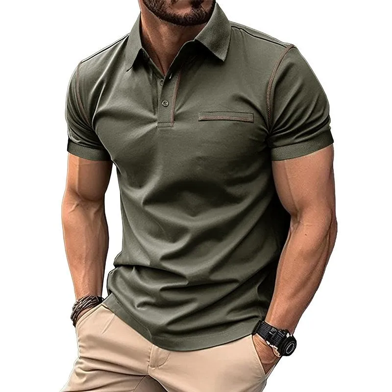 Men's Casual Contrast Lapel Short-Sleeved Polo Shirt 52904287M sold by Manly product image thumbnail 2