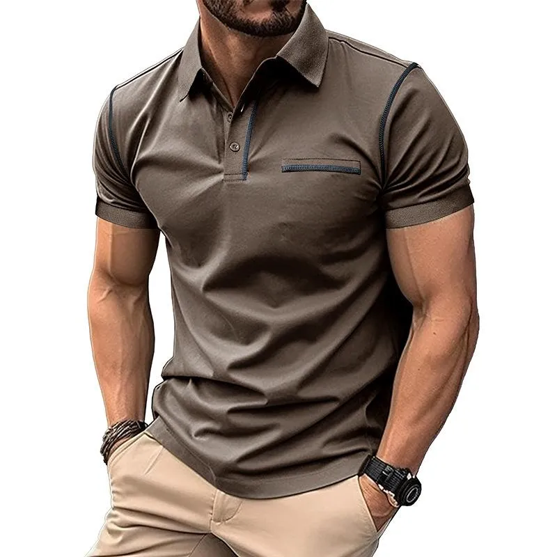 Men's Casual Contrast Lapel Short-Sleeved Polo Shirt 52904287M sold by Manly product image thumbnail 4