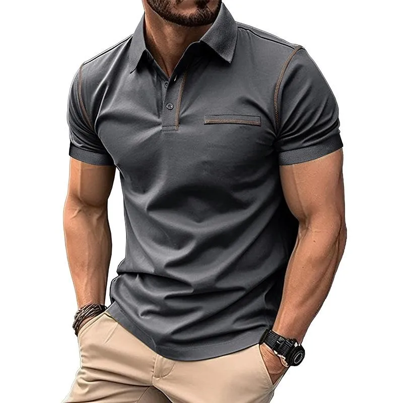 Men's Casual Contrast Lapel Short-Sleeved Polo Shirt 52904287M sold by Manly product image thumbnail 5