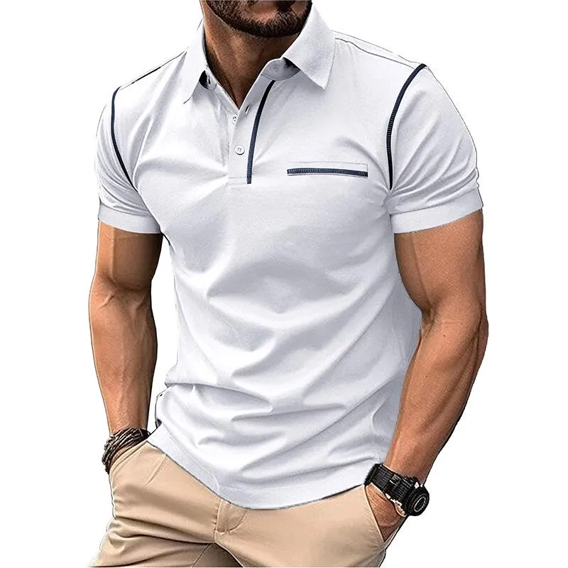 Men's Casual Contrast Lapel Short-Sleeved Polo Shirt 52904287M sold by Manly product image thumbnail 3