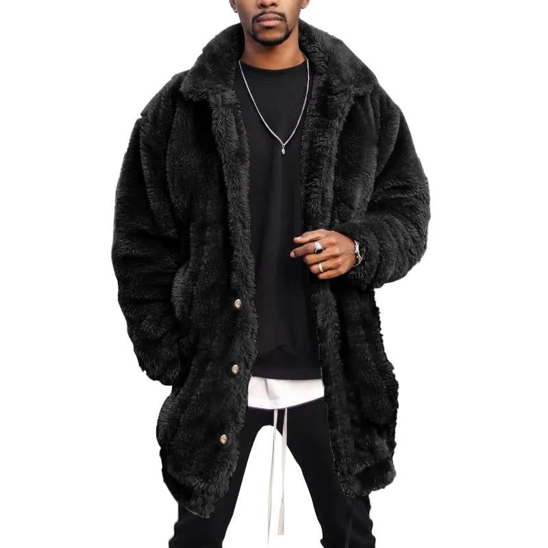 Men's Vintage Solid Color Loose Fleece Coat 91176285Y sold by Manly