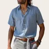Men's Casual Pocket Lapel Short Sleeve Shirt 90061851TO sold by Manly