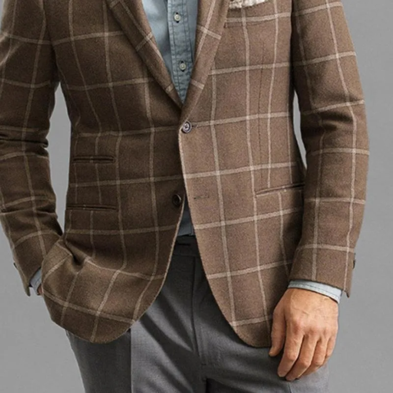 Men's Plaid Print Two-button Casual Blazer 01782911X sold by Manly product image thumbnail 3