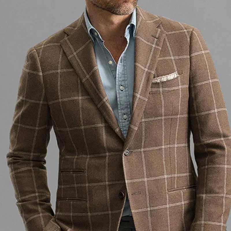 Men's Plaid Print Two-button Casual Blazer 01782911X sold by Manly product image thumbnail 2