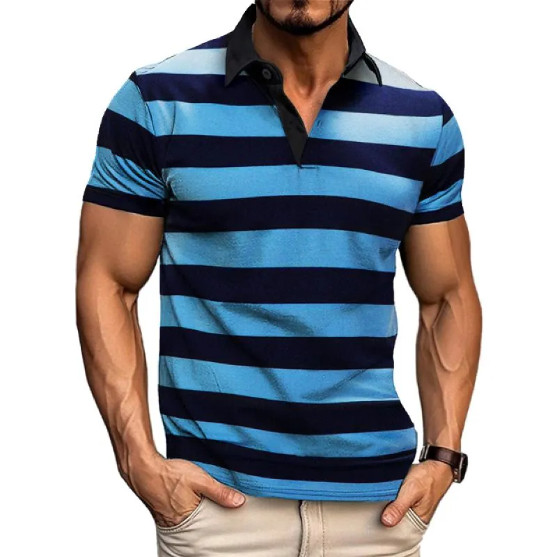 Men's Casual Striped Polo Shirt 92147885TO sold by Manly