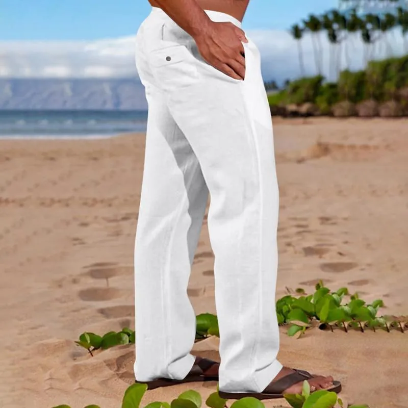 Men's Linen Drawstring Stretch Straight Outdoor Pants 07472177X sold by Manly product image thumbnail 5