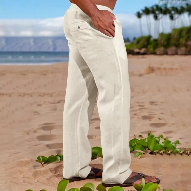 Men's Linen Drawstring Stretch Straight Outdoor Pants 07472177X sold by Manly product image thumbnail 4