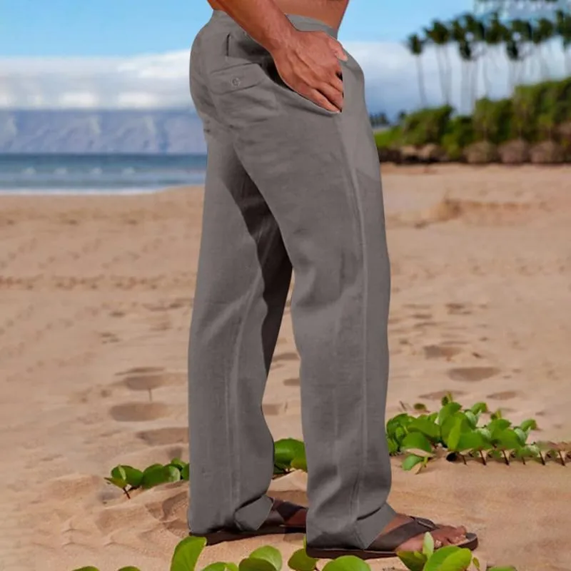 Men's Linen Drawstring Stretch Straight Outdoor Pants 07472177X sold by Manly product image thumbnail 3