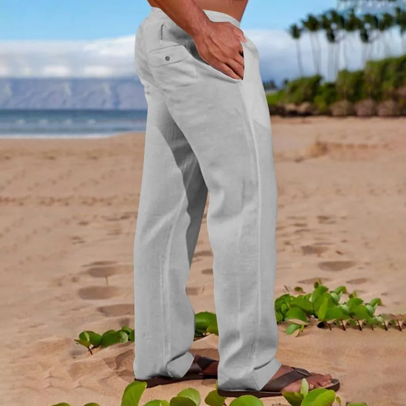 Men's Linen Drawstring Stretch Straight Outdoor Pants 07472177X sold by Manly product image thumbnail 2