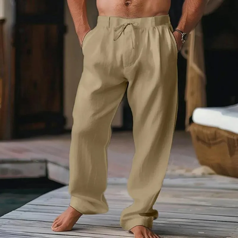 Men's Solid Color Cotton And Linen Straight Casual Pants 03866159Z sold by Manly product image thumbnail 5