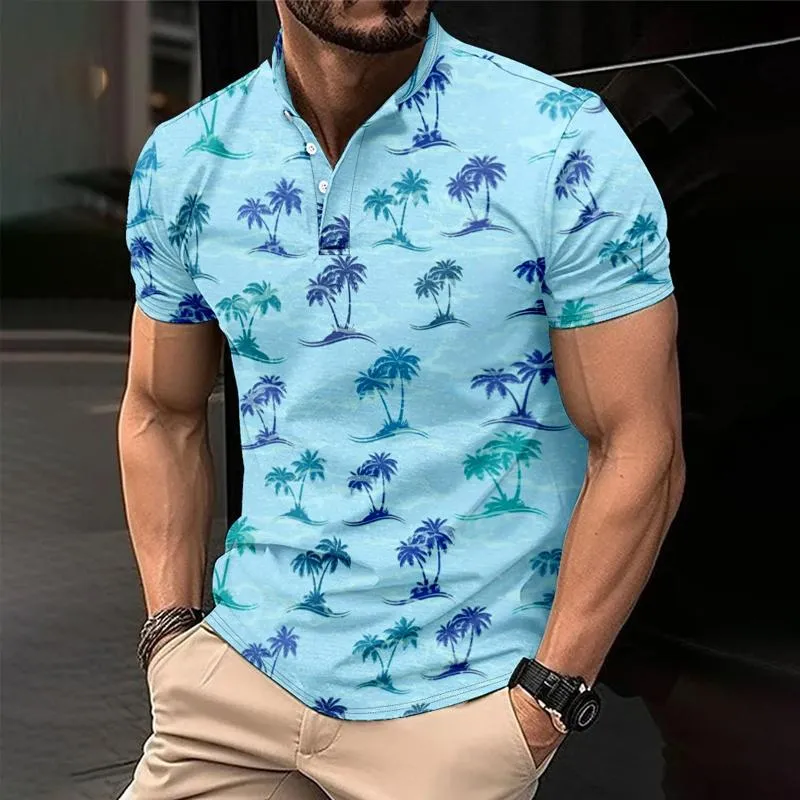 Men's Palm Hawaiian Print Button Down Short Sleeve T-Shirt 88497448X sold by Manly product image thumbnail 4