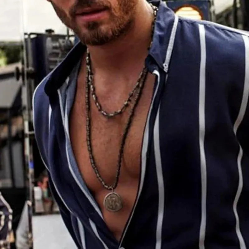 Men's Casual Striped Long Sleeve Shirt 96084367TO sold by Manly product image thumbnail 3