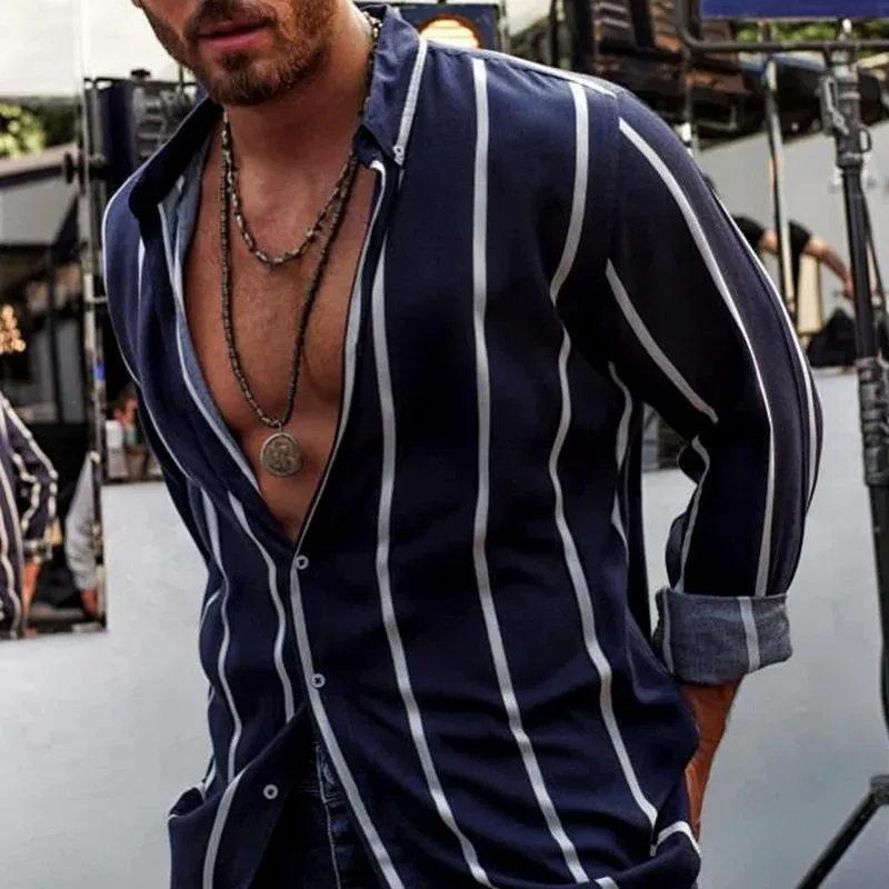 Men's Casual Striped Long Sleeve Shirt 96084367TO sold by Manly product image thumbnail 2