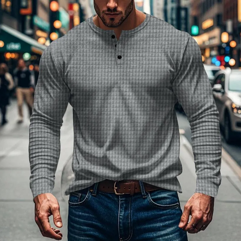 Men's Solid Plaid Button-Down Long Sleeve T-Shirt 34767271Y sold by Manly product image thumbnail 3