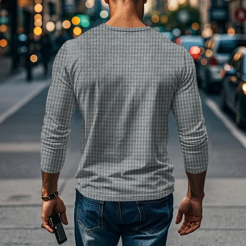 Men's Solid Plaid Button-Down Long Sleeve T-Shirt 34767271Y sold by Manly product image thumbnail 4