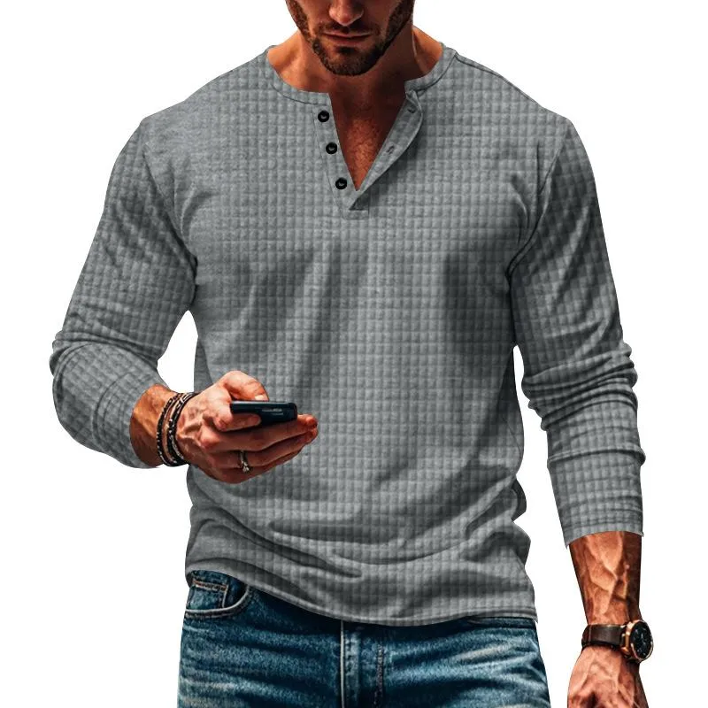 Men's Solid Plaid Button-Down Long Sleeve T-Shirt 34767271Y sold by Manly