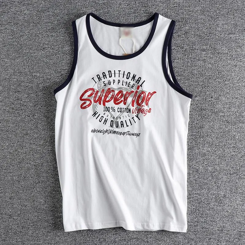 Men's Vintage Lettered Coconut Print Cotton Tank Top 98731294M sold by Manly product image thumbnail 2