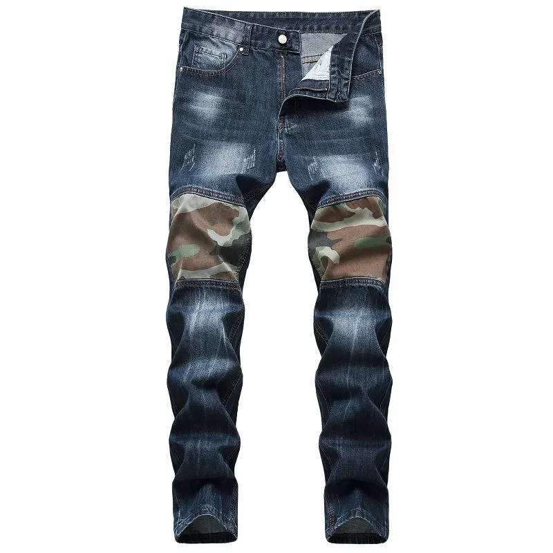 Men's Fashion Camo Patchwork Distressed Slim Jeans 08108871Z sold by Manly product image thumbnail 3