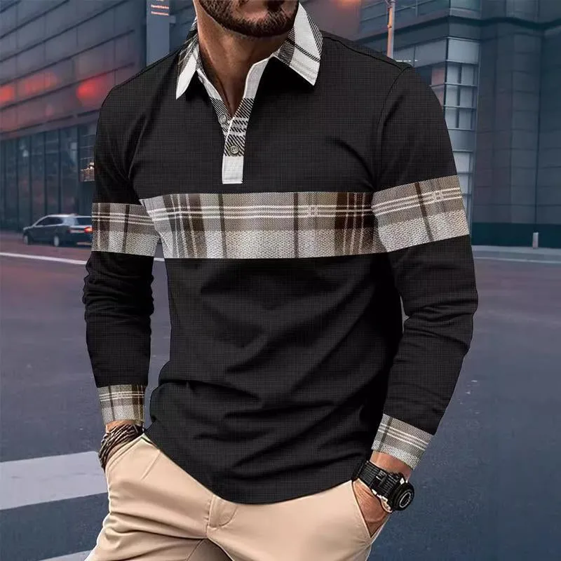 Men's Casual Long Sleeve Colorblock Button Waffle Polo Shirt 69839900X sold by Manly product image thumbnail 5