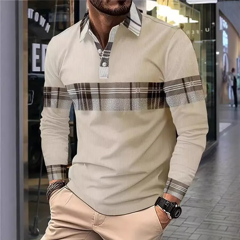 Men's Casual Long Sleeve Colorblock Button Waffle Polo Shirt 69839900X sold by Manly product image thumbnail 3