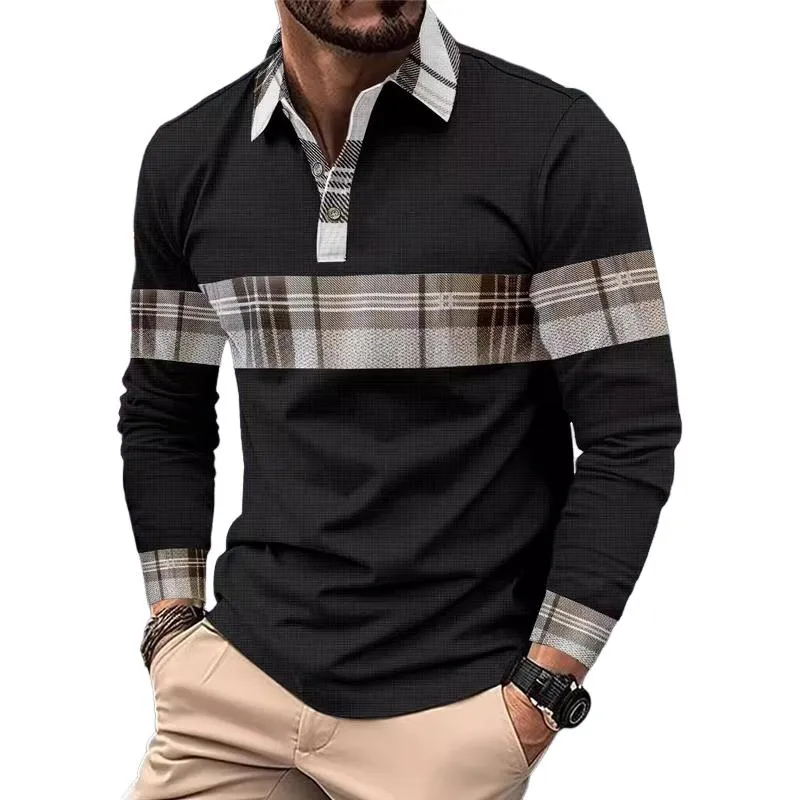 Men's Casual Long Sleeve Colorblock Button Waffle Polo Shirt 69839900X sold by Manly