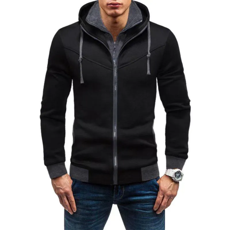 Men's Casual Colorblock Loose Zipper Long SLeeve Hoodie 51218635M sold by Manly