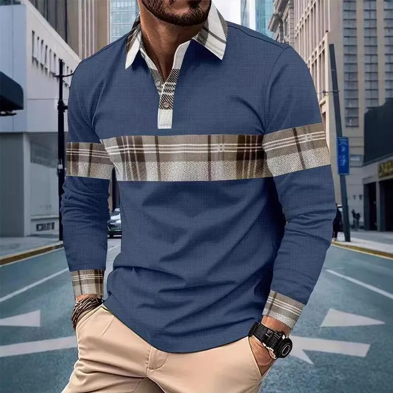 Men's Casual Long Sleeve Colorblock Button Waffle Polo Shirt 69839900X sold by Manly product image thumbnail 2
