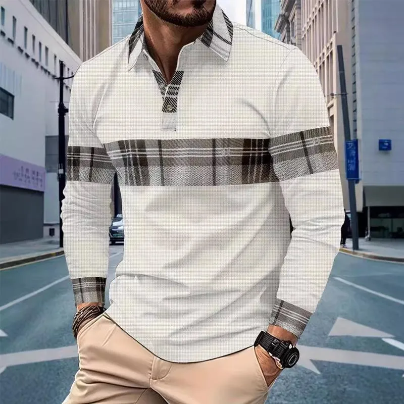 Men's Casual Long Sleeve Colorblock Button Waffle Polo Shirt 69839900X sold by Manly product image thumbnail 4